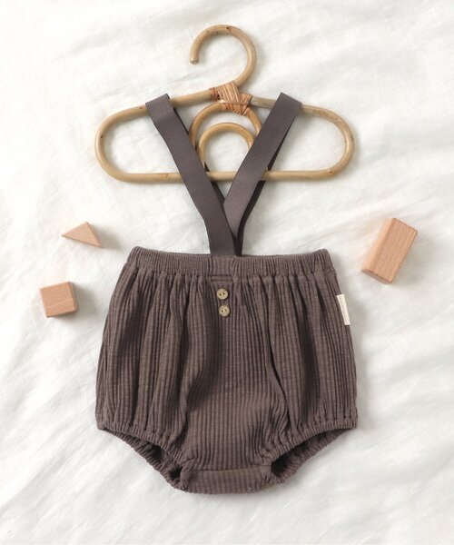 apres les cours（アプレレクール）の「WEB限定 ベビーサスペンダー付きリブブルマ（その他ベビーウェア・キッズ・オレンジ/ターコイズブルー/ブラウン/アイボリー/イエロー・80）」の3枚目の写真
