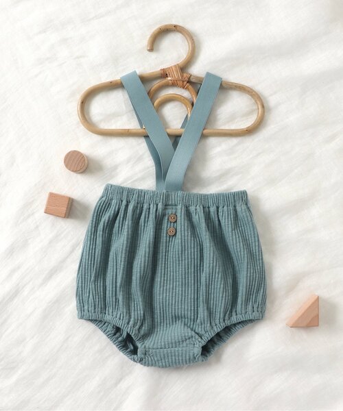 apres les cours（アプレレクール）の「WEB限定 ベビーサスペンダー付きリブブルマ（その他ベビーウェア・キッズ・オレンジ/ターコイズブルー/ブラウン/アイボリー/イエロー・80）」の4枚目の写真
