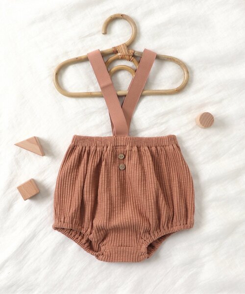 apres les cours（アプレレクール）の「WEB限定 ベビーサスペンダー付きリブブルマ（その他ベビーウェア・キッズ・オレンジ/ターコイズブルー/ブラウン/アイボリー/イエロー・80）」の5枚目の写真