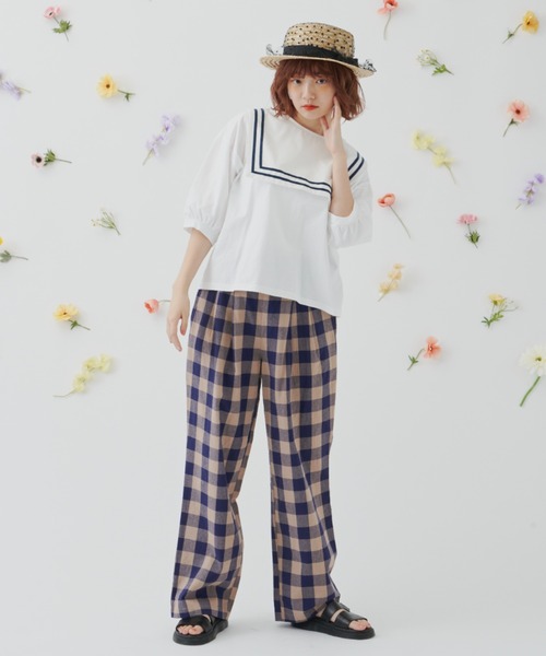MERLOT（メルロー）の「ビッグチェックストレートパンツ/セットアップ（その他パンツ・レディース・レッド/ネイビー・FREE）」の22枚目の写真