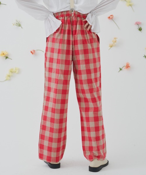 MERLOT（メルロー）の「ビッグチェックストレートパンツ/セットアップ（その他パンツ・レディース・レッド/ネイビー・FREE）」の5枚目の写真