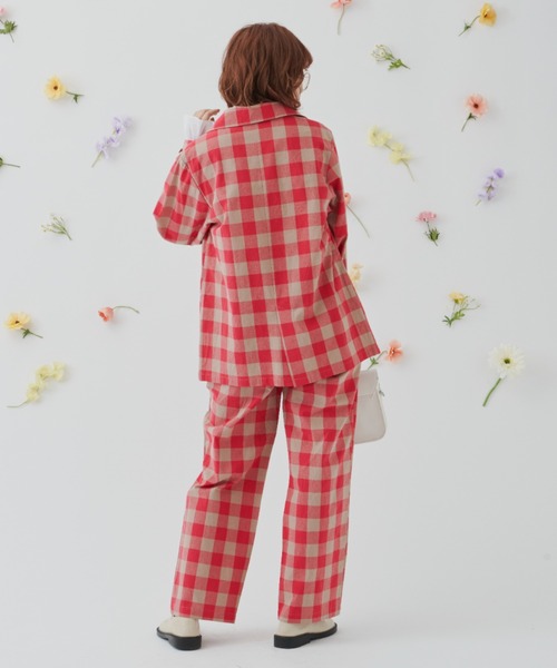 MERLOT（メルロー）の「ビッグチェックストレートパンツ/セットアップ（その他パンツ・レディース・レッド/ネイビー・FREE）」の13枚目の写真