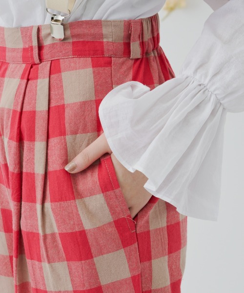 MERLOT（メルロー）の「ビッグチェックストレートパンツ/セットアップ（その他パンツ・レディース・レッド/ネイビー・FREE）」の7枚目の写真