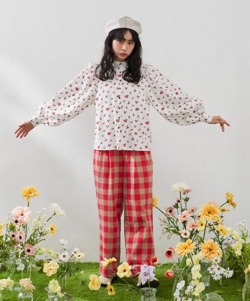 MERLOT（メルロー）の「ビッグチェックストレートパンツ/セットアップ（その他パンツ・レディース・レッド/ネイビー・FREE）」の15枚目の写真