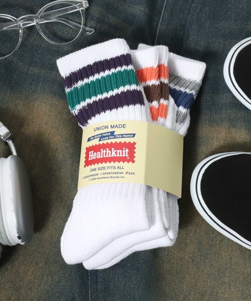 Healthknit(ヘルスニット)の「Healthknit(ヘルスニット)「3足セット靴下」無地・ラインソックス/ハイソックス/クルーソックス メンズ レディース(ソックス/靴下・メンズ・ホワイト/マルチ/ホワイト系その他/ベージュ系その他/ホワイト系その他2/ベージュ/グレー系その他/ホワイト系その他3/ブラック/ベージュ系その他2・S/M)」の4枚目の写真