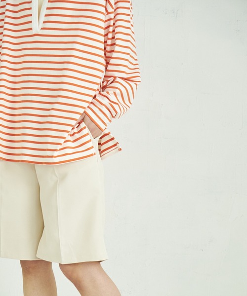 4youstory（フォーユーストーリー）の「【4youstory】ボーダーキーネックプルオーバー（Tシャツ/カットソー・レディース・ブラック/オレンジ/ブルー・FREE）」の12枚目の写真