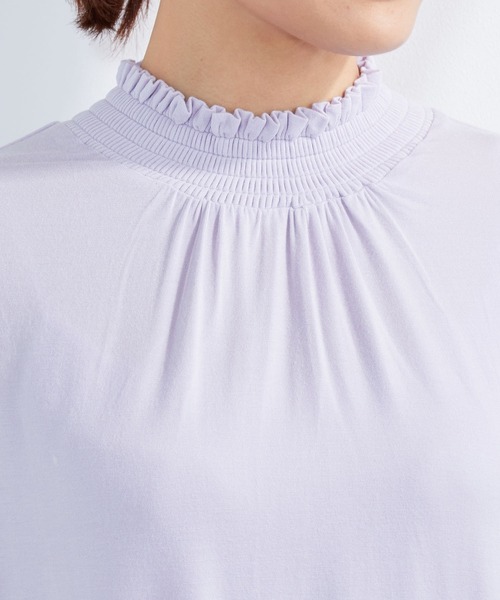 A/C DESIGN BY ALPHA CUBIC（エーシーデザインバイアルファキュービック）の「シャーリングハイネックカットソー（Tシャツ/カットソー・レディース・ライトグレー/オフホワイト/グリーン/ラベンダー・L/M）」の7枚目の写真