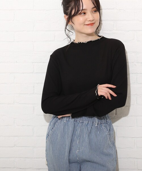 Cutie Blonde（キューティーブロンド）の「◆【S-L】チョビハイネックメロウインナープルオーバー（Tシャツ/カットソー・レディース・オフホワイト/ブラック/グリーン・01/02/03）」の12枚目の写真