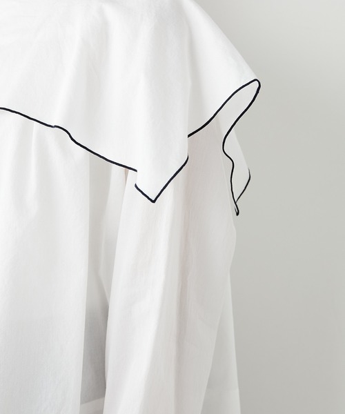 PUAL CE CIN(ピュアルセシン)の「シアーセーラーカラー2WAYブラウス(シャツ/ブラウス・レディース・ホワイト/ブラック/グレー・FREE)」の6枚目の写真