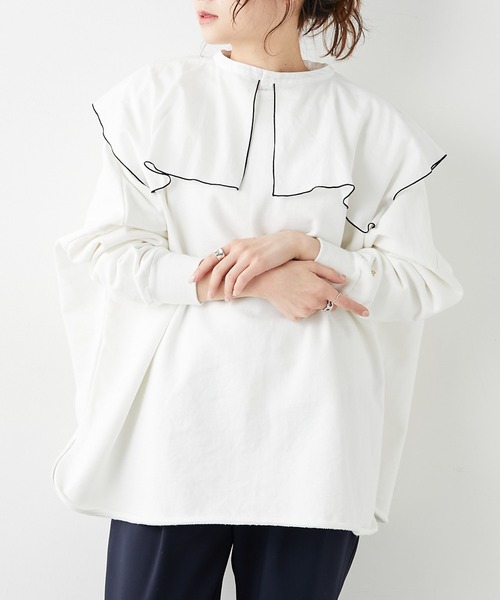 PUAL CE CIN(ピュアルセシン)の「シアーセーラーカラー2WAYブラウス(シャツ/ブラウス・レディース・ホワイト/ブラック/グレー・FREE)」の7枚目の写真