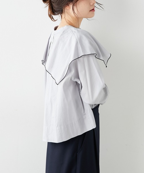 PUAL CE CIN(ピュアルセシン)の「シアーセーラーカラー2WAYブラウス(シャツ/ブラウス・レディース・ホワイト/ブラック/グレー・FREE)」の10枚目の写真