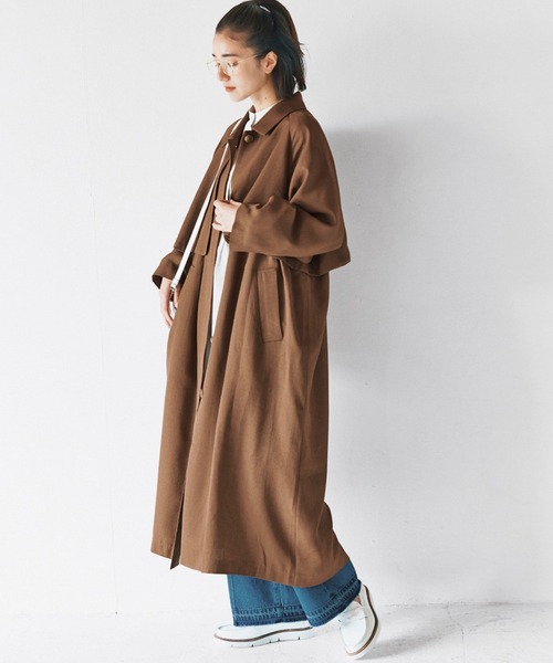 avecmoi（アヴェクモワ）の「【佐藤かなさんプロデュース】 ａｖｅｃｍｏｉ一枚仕立てのコート＜ブラウン＞（ステンカラーコート・レディース・ブラウン・2/1）」の6枚目の写真
