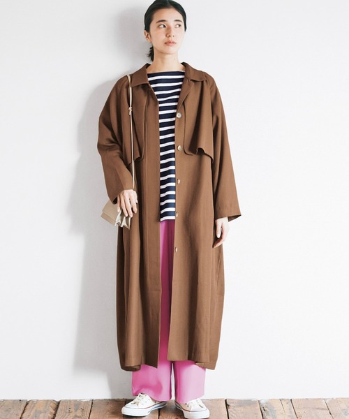 avecmoi（アヴェクモワ）の「【佐藤かなさんプロデュース】 ａｖｅｃｍｏｉ一枚仕立てのコート＜ブラウン＞（ステンカラーコート・レディース・ブラウン・2/1）」の2枚目の写真