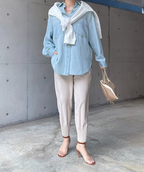 DouDou（ドゥドゥ）の「裾プリーツパンツ（その他パンツ・レディース・ブラック/ライトベージュ・FREE）」の8枚目の写真