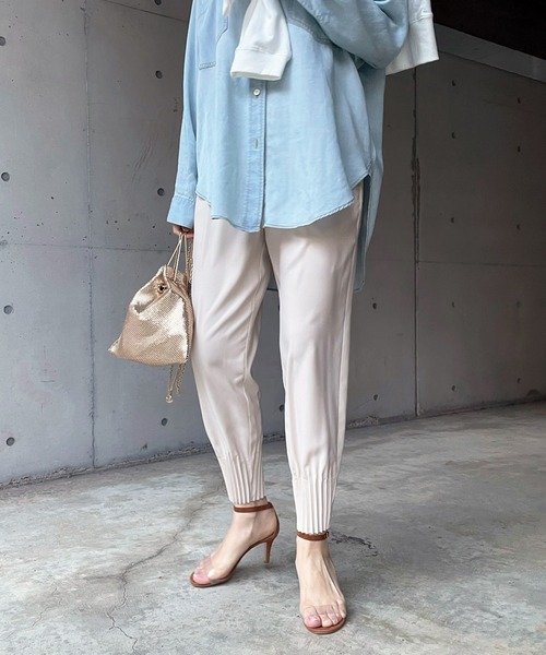 DouDou（ドゥドゥ）の「裾プリーツパンツ（その他パンツ・レディース・ブラック/ライトベージュ・FREE）」の11枚目の写真