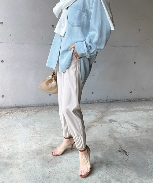 DouDou（ドゥドゥ）の「裾プリーツパンツ（その他パンツ・レディース・ブラック/ライトベージュ・FREE）」の14枚目の写真