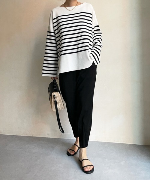 DouDou（ドゥドゥ）の「裾プリーツパンツ（その他パンツ・レディース・ブラック/ライトベージュ・FREE）」の15枚目の写真