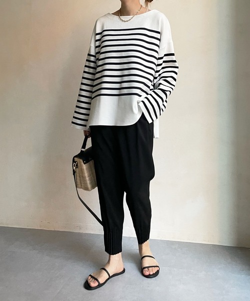 DouDou（ドゥドゥ）の「裾プリーツパンツ（その他パンツ・レディース・ブラック/ライトベージュ・FREE）」の17枚目の写真