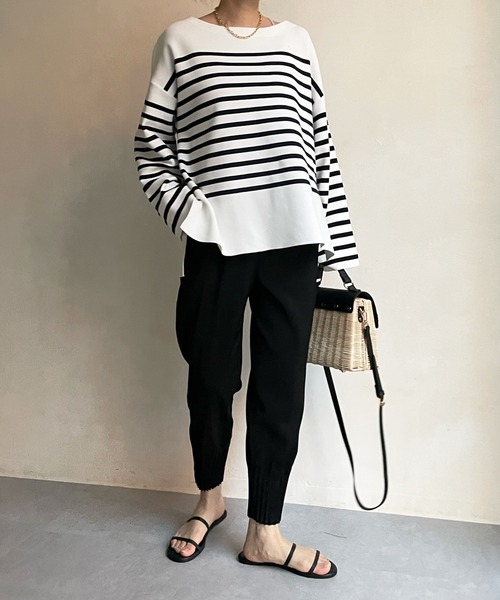 DouDou（ドゥドゥ）の「裾プリーツパンツ（その他パンツ・レディース・ブラック/ライトベージュ・FREE）」の18枚目の写真