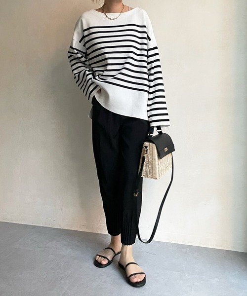 DouDou（ドゥドゥ）の「裾プリーツパンツ（その他パンツ・レディース・ブラック/ライトベージュ・FREE）」の20枚目の写真