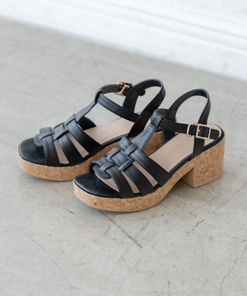 mysty woman(ミスティウーマン)の「厚底グルカサンダル 279749(サンダル・レディース・ブラック/キャメル・MEDIUM/LARGE)」の1枚目の写真