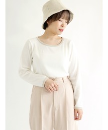 ehka sopo | バイカラークルーネック長袖カットソー(Tシャツ/カットソー)