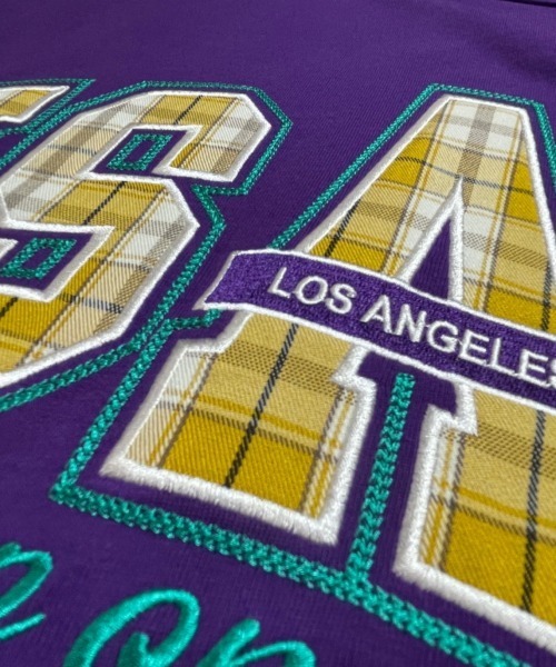 JACKROSE(ジャックローズ)の「JE-チェック.アップリケ・ロゴーSSTEE(Tシャツ/カットソー・メンズ・ホワイト/パープル/グリーン/マスタード・M/L)」の14枚目の写真