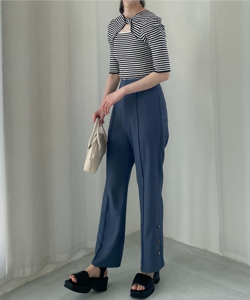 archives（アルシーヴ）の「２ＷＡＹフロントねじりリブニットプルオーバー（ニット/セーター・レディース・ブラック/ピンク/ブルー/アイボリー/ホワイト×ブラック・MEDIUM）」の12枚目の写真