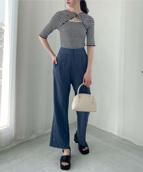 archives（アルシーヴ）の「２ＷＡＹフロントねじりリブニットプルオーバー（ニット/セーター・レディース・ブラック/ピンク/ブルー/アイボリー/ホワイト×ブラック・MEDIUM）」の18枚目の写真