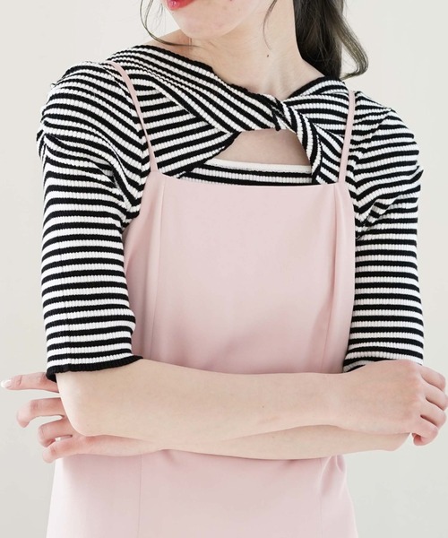 archives（アルシーヴ）の「２ＷＡＹフロントねじりリブニットプルオーバー（ニット/セーター・レディース・ブラック/ピンク/ブルー/アイボリー/ホワイト×ブラック・MEDIUM）」の6枚目の写真