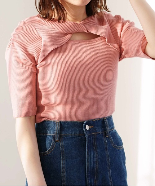 archives（アルシーヴ）の「２ＷＡＹフロントねじりリブニットプルオーバー（ニット/セーター・レディース・ブラック/ピンク/ブルー/アイボリー/ホワイト×ブラック・MEDIUM）」の8枚目の写真