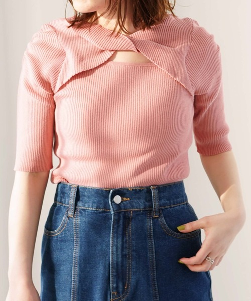 archives（アルシーヴ）の「２ＷＡＹフロントねじりリブニットプルオーバー（ニット/セーター・レディース・ブラック/ピンク/ブルー/アイボリー/ホワイト×ブラック・MEDIUM）」の14枚目の写真