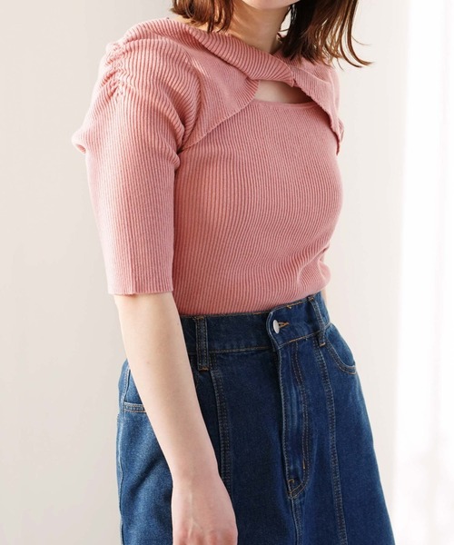 archives（アルシーヴ）の「２ＷＡＹフロントねじりリブニットプルオーバー（ニット/セーター・レディース・ブラック/ピンク/ブルー/アイボリー/ホワイト×ブラック・MEDIUM）」の20枚目の写真