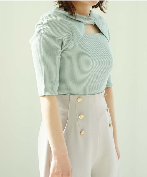 archives（アルシーヴ）の「２ＷＡＹフロントねじりリブニットプルオーバー（ニット/セーター・レディース・ブラック/ピンク/ブルー/アイボリー/ホワイト×ブラック・MEDIUM）」の10枚目の写真