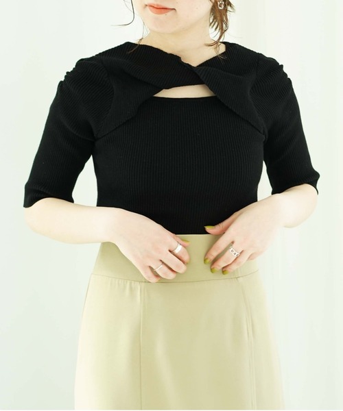 archives（アルシーヴ）の「２ＷＡＹフロントねじりリブニットプルオーバー（ニット/セーター・レディース・ブラック/ピンク/ブルー/アイボリー/ホワイト×ブラック・MEDIUM）」の9枚目の写真