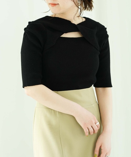 archives（アルシーヴ）の「２ＷＡＹフロントねじりリブニットプルオーバー（ニット/セーター・レディース・ブラック/ピンク/ブルー/アイボリー/ホワイト×ブラック・MEDIUM）」の15枚目の写真