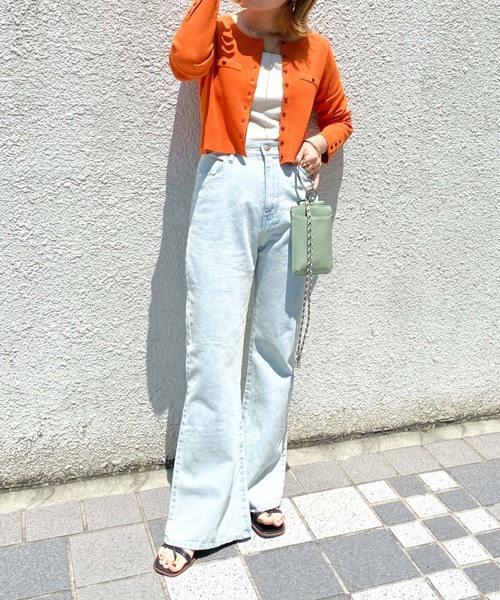 archives(アルシーヴ)の「ミラノリブ配色カーディガン(カーディガン/ボレロ・レディース・イエロー/オレンジ/ピンク/サックスブルー/ブラック/オフホワイト・MEDIUM)」の19枚目の写真