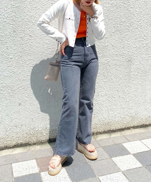 archives(アルシーヴ)の「ミラノリブ配色カーディガン(カーディガン/ボレロ・レディース・イエロー/オレンジ/ピンク/サックスブルー/ブラック/オフホワイト・MEDIUM)」の15枚目の写真