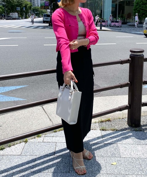 archives(アルシーヴ)の「ミラノリブ配色カーディガン(カーディガン/ボレロ・レディース・イエロー/オレンジ/ピンク/サックスブルー/ブラック/オフホワイト・MEDIUM)」の21枚目の写真