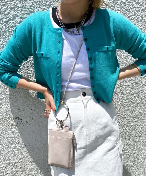 archives(アルシーヴ)の「ミラノリブ配色カーディガン(カーディガン/ボレロ・レディース・イエロー/オレンジ/ピンク/サックスブルー/ブラック/オフホワイト・MEDIUM)」の11枚目の写真