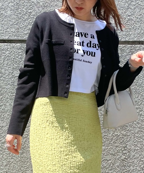 archives(アルシーヴ)の「ミラノリブ配色カーディガン(カーディガン/ボレロ・レディース・イエロー/オレンジ/ピンク/サックスブルー/ブラック/オフホワイト・MEDIUM)」の17枚目の写真