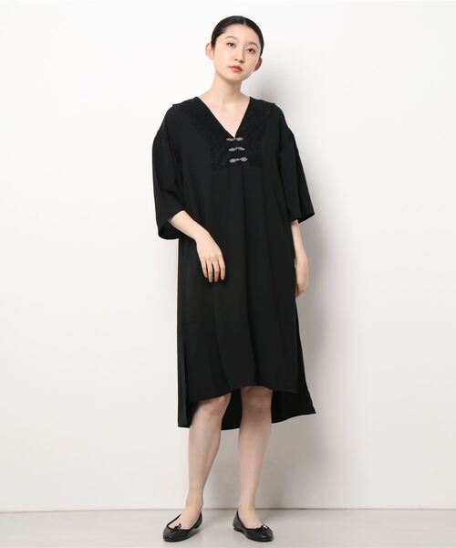 axes femme（アクシーズファム）の「チャイナ釦ゆったりロングワンピース（ワンピース・レディース・ブラック/イエロー/グリーン/ブルーグリーン・FREE）」の8枚目の写真