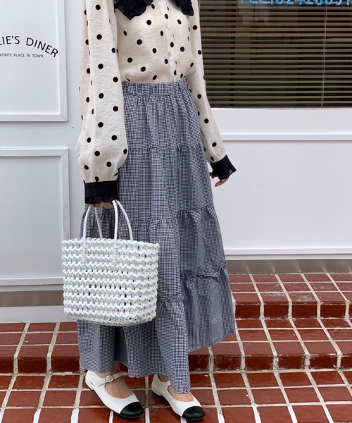 Diosfront（ディオスフロント）の「ボリュウームギャザーティアードロングスカート（スカート・レディース・ホワイト/チャコールグレー/ブラック/レッド/ブラック系その他・S/M）」の13枚目の写真