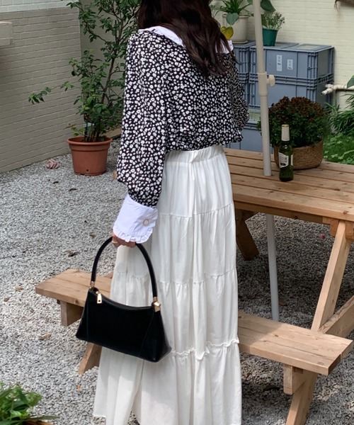 Diosfront（ディオスフロント）の「ボリュウームギャザーティアードロングスカート（スカート・レディース・ホワイト/チャコールグレー/ブラック/レッド/ブラック系その他・S/M）」の16枚目の写真