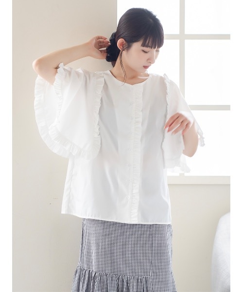 JUMELLE（ジュメロ）の「ケープフリルブラウス（シャツ/ブラウス・レディース・ホワイト/ピンク・FREE）」の13枚目の写真