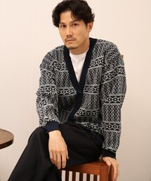 EDIFICE | スポンディッシュ リラックス ニット カーディガン(ジオメトリック)(カーディガン/ボレロ)