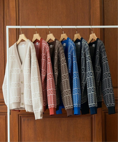 EDIFICE（エディフィス）の「スポンディッシュ リラックス ニット カーディガン(ジオメトリック)（カーディガン/ボレロ・メンズ・ベージュ/ブルー/ネイビー/ボルドー/ブラック/ブラウン・MEDIUM/SMALL/LARGE）」の10枚目の写真