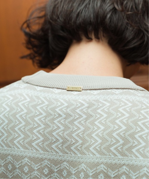 EDIFICE（エディフィス）の「スポンディッシュ リラックス ニット カーディガン(ジオメトリック)（カーディガン/ボレロ・メンズ・ベージュ/ブルー/ネイビー/ボルドー/ブラック/ブラウン・MEDIUM/SMALL/LARGE）」の20枚目の写真
