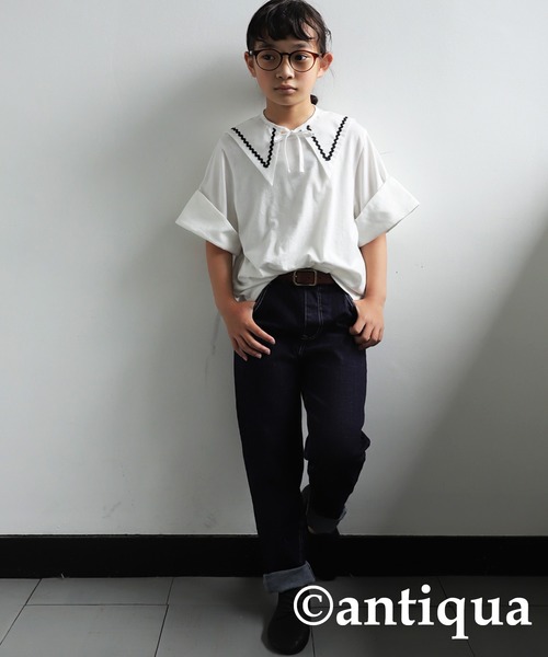 antiqua（アンティカ）の「ムード高まる。セーラーカラー付け襟（付け襟・キッズ・オフホワイト・FREE）」の5枚目の写真