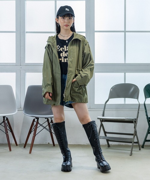 repipi armario（レピピ アルマリオ）の「2WAYミリタリーコート（ミリタリージャケット・キッズ・ブラック/カーキ・SMALL/MEDIUM/LARGE）」の5枚目の写真